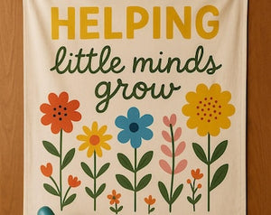 Let Kindness Bloom Tapestry - Back to School Classroom Decor, Colorful Floral Wall Art Positive Affirmation Poster, Teacher Classroom Banner