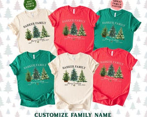Custom Family Christmas Shirts, Matching Xmas Tees, Personalized Name Shirt, Vintage Santa Varsity Christmas Family Outfits Pjs
