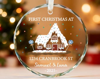 Personalized New Home Ornament, Custom First Christmas At New Home Gift, New Home Favors, Glass Keepsake, Christmas Gifts