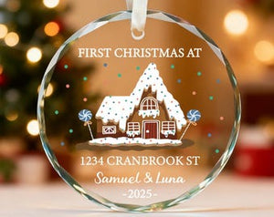 Personalized New Home Ornament, Custom First Christmas At New Home Gift, New Home Favors, Glass Keepsake, Christmas Gifts