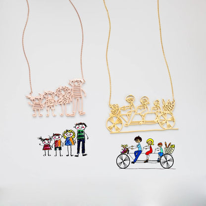 Actual Kids Drawing Necklace Children Artwork Necklace Kid Art Gift Personalized Necklace Mom Gift Grandma Gift