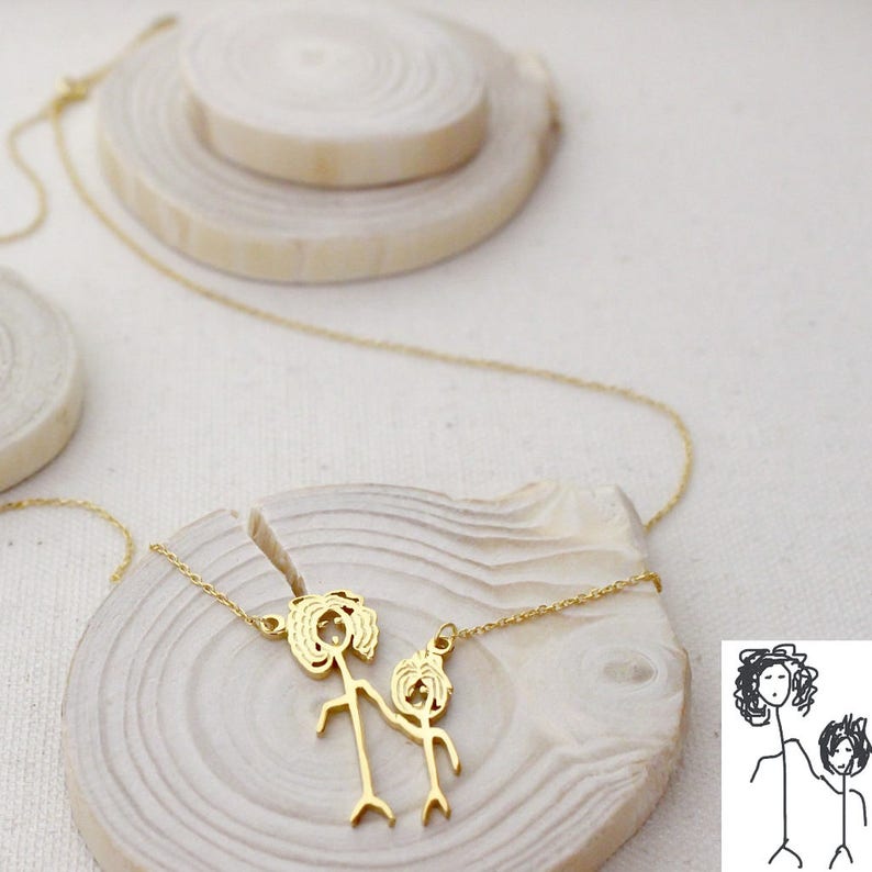Actual Kids Drawing Necklace Children Artwork Necklace Kid Art Gift Personalized Necklace Mom Gift Grandma Gift
