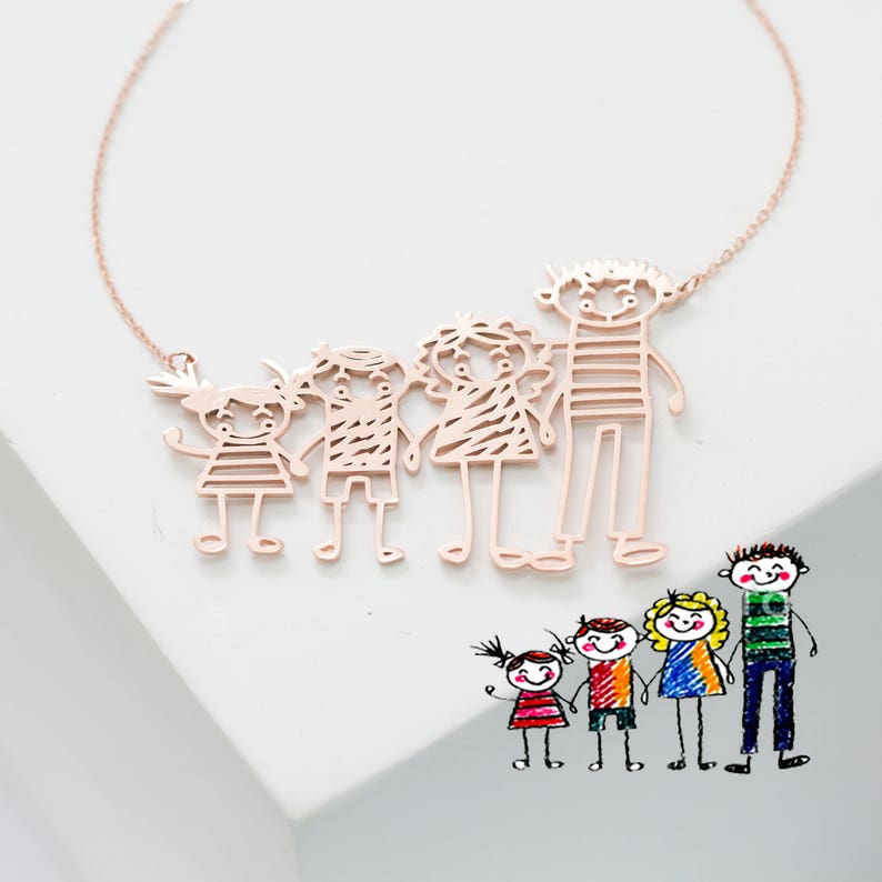 Actual Kids Drawing Necklace Children Artwork Necklace Kid Art Gift Personalized Necklace Mom Gift Grandma Gift