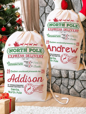 Personalized Santa Sack, Christmas Santa Sack, Santa bag, Add Your Child's Name