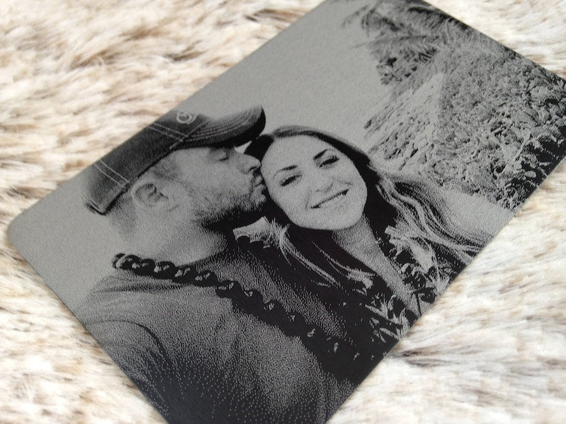 Engraved Picture Wallet Insert - Add Back Engraving Too - Stocking Stuffers, Gifts for Him or Her - Laser Engraved Photo Love Note Card