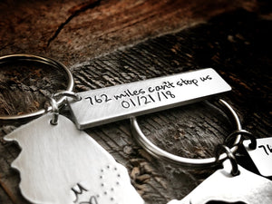 Long Distance Keychain Anniversary Gift for Boyfriend Coordinate Keychain Long Distance Relationship Couple Keychains Miles Away Gift