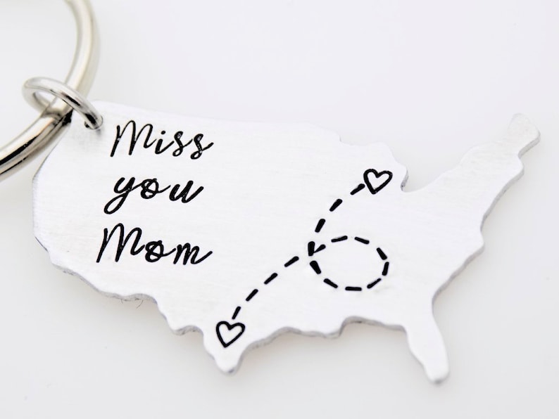 Location Map keychain Long distance Mother College going away gift Miss you Mom Custom with your states Mother's Day gift from daughter or son