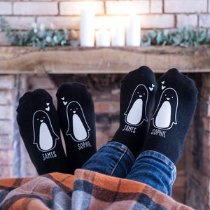 Penguin Socks - Penguin Couple Socks - Valentine Penguin Socks - Penguin Gift - Personalised Valentines Socks - Couple Gift
