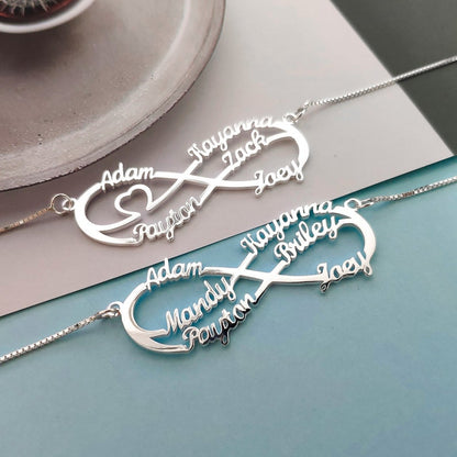 Personalized Name Infinity Necklace, Name Necklace, 1 - 6 Names Custom Necklace, Personalized Necklace, Sterling Silver Name Necklace
