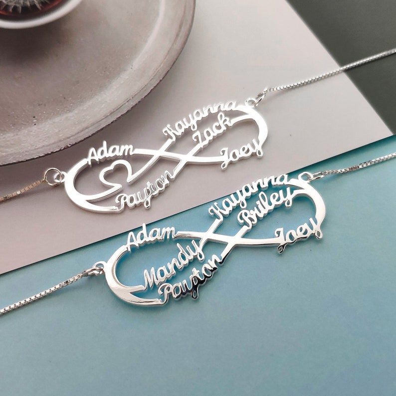 Personalized Name Infinity Necklace, Name Necklace, 1 - 6 Names Custom Necklace, Personalized Necklace, Sterling Silver Name Necklace