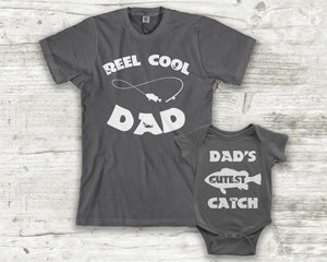 Reel Cool Dad & Dad's Cutest Catch Matching Shirts, Dad and Baby Matching Set, New Dad Shirt, Gift For Father
