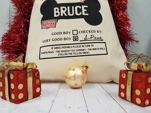 Personalised pet Dog Santa Sack Stocking Christmas Bag Xmas Treat Gift Bag