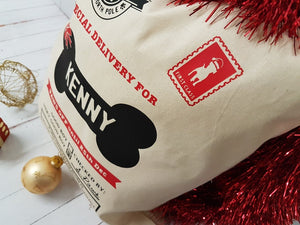 Personalised pet Dog Santa Sack Stocking Christmas Bag Xmas Treat Gift Bag