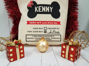 Personalised pet Dog Santa Sack Stocking Christmas Bag Xmas Treat Gift Bag