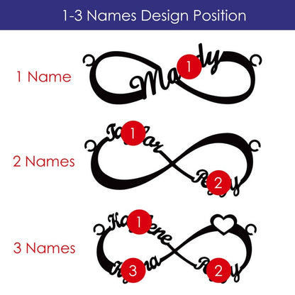Personalized Name Infinity Necklace, Name Necklace, 1 - 6 Names Custom Necklace, Personalized Necklace, Sterling Silver Name Necklace