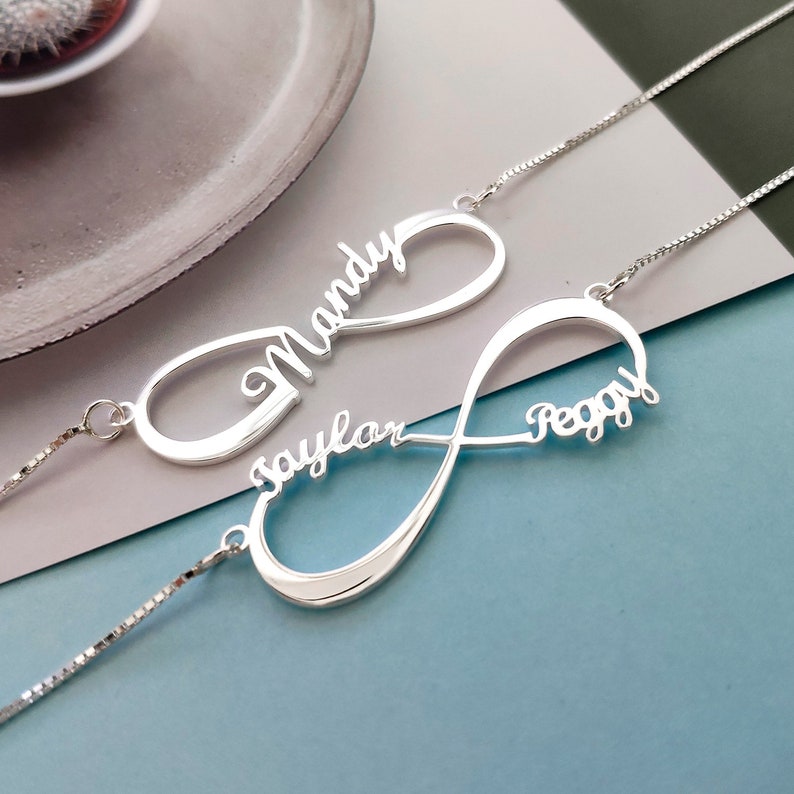 Personalized Name Infinity Necklace, Name Necklace, 1 - 6 Names Custom Necklace, Personalized Necklace, Sterling Silver Name Necklace