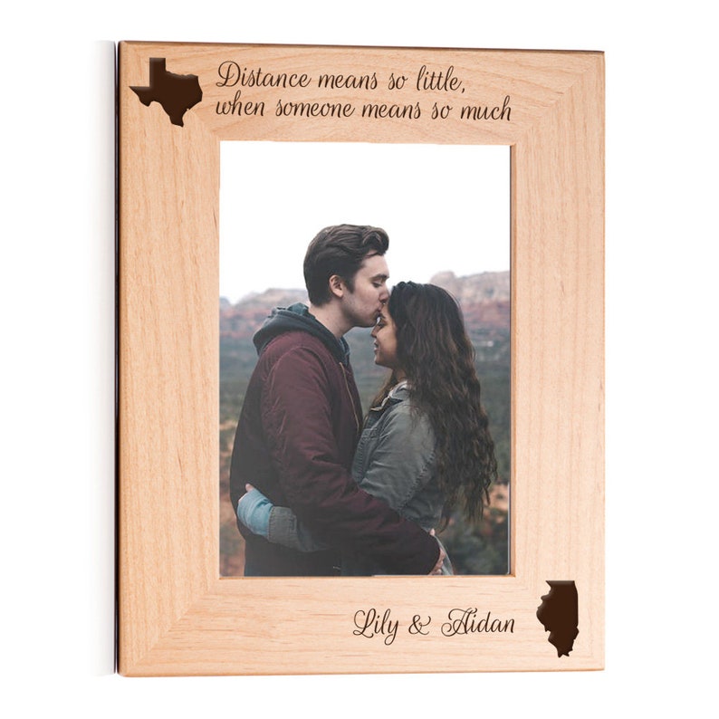Personalized Long Distance Relationship Picture Frame by Lifetime Creations, Valentine's Day Gift for Couples, Girlfriend Boyfriend