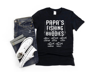 Custom Papa Fishing Shirt/ Cute Grandkids Names Gift/ Papa's Fishing Buddies/ Personalized Grandpa Shirt/ Fishing Gift For Papa