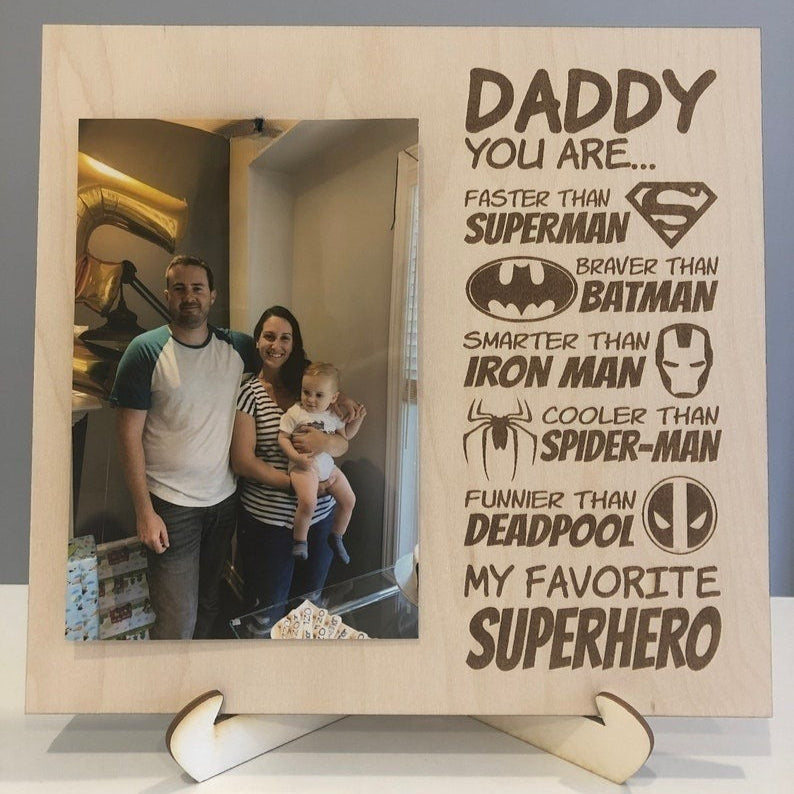 Father's Day Gift Picture Frame Superhero Dad, Dad Gift