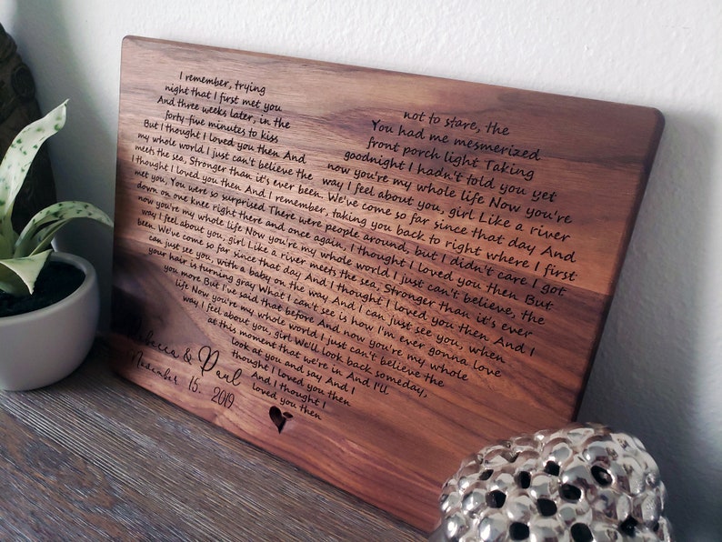 Wedding Song Lyrics Engraved,  Anniversary Gift, First Dance Lyrics, 5th Anniversary, Couple Anniversary, Wedding Gift, 1st Anniversary