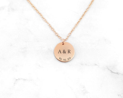 Personalized Anniversary Date Necklace Anniversary Necklace Couple's Initial Necklace Date Necklace Initial Necklace