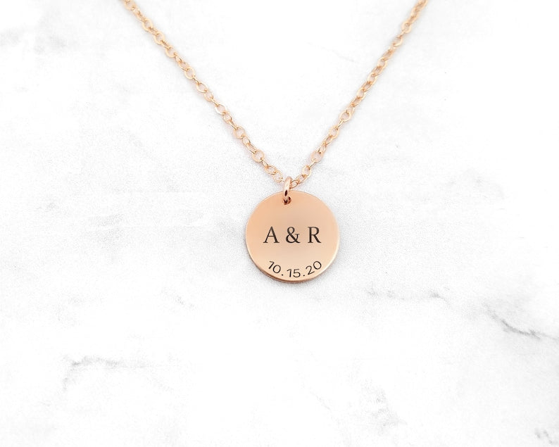 Personalized Anniversary Date Necklace Anniversary Necklace Couple's Initial Necklace Date Necklace Initial Necklace