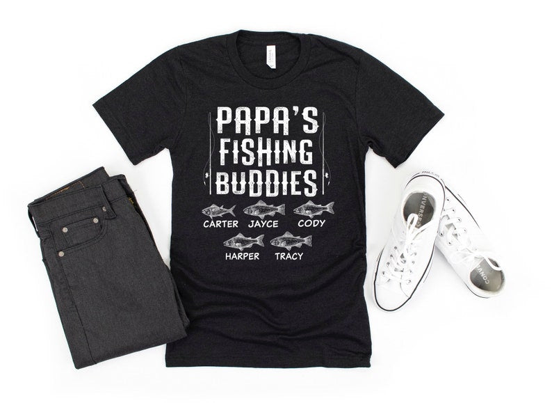 Custom Papa Fishing Shirt/ Cute Grandkids Names Gift/ Papa's Fishing Buddies/ Personalized Grandpa Shirt/ Fishing Gift For Papa