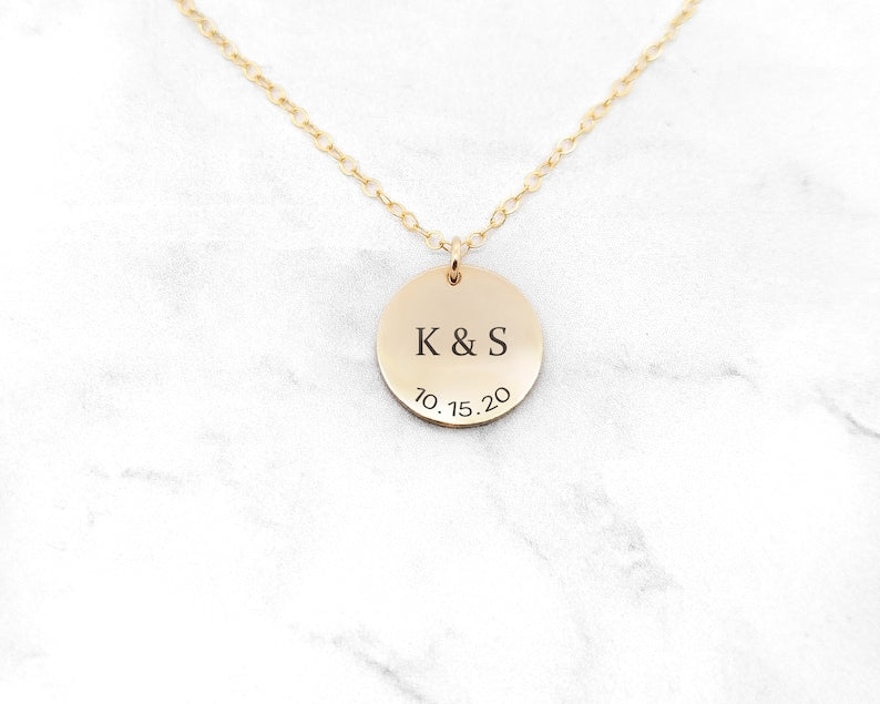 Personalized Anniversary Date Necklace Anniversary Necklace Couple's Initial Necklace Date Necklace Initial Necklace