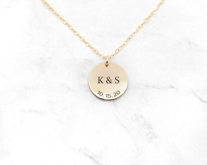 Personalized Anniversary Date Necklace Anniversary Necklace Couple's Initial Necklace Date Necklace Initial Necklace