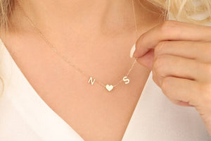 Gold Initial Necklaces, Couples Heart Necklace, Gold Name Necklace, Letter Necklace, Meaningful Gift For Moms, Gift For Mothers Day