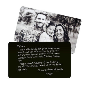 Personalized Handwritten Wallet Card Black, Etched Wallet Insert, Metal Wallet Card, Anniversary Gift