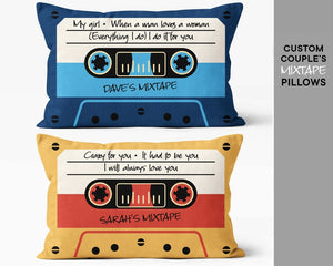 Custom mixtape couples gift - Couple Mixtape pillow - Romantic couple gift - Couple pillows - Insert included - Valentine's gift