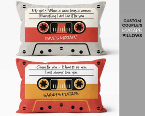 Custom mixtape couples gift - Couple Mixtape pillow - Romantic couple gift - Couple pillows - Insert included - Valentine's gift