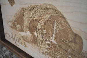 Custom Pet Memorial Plaque: Wood Burned Photo Wood Sign