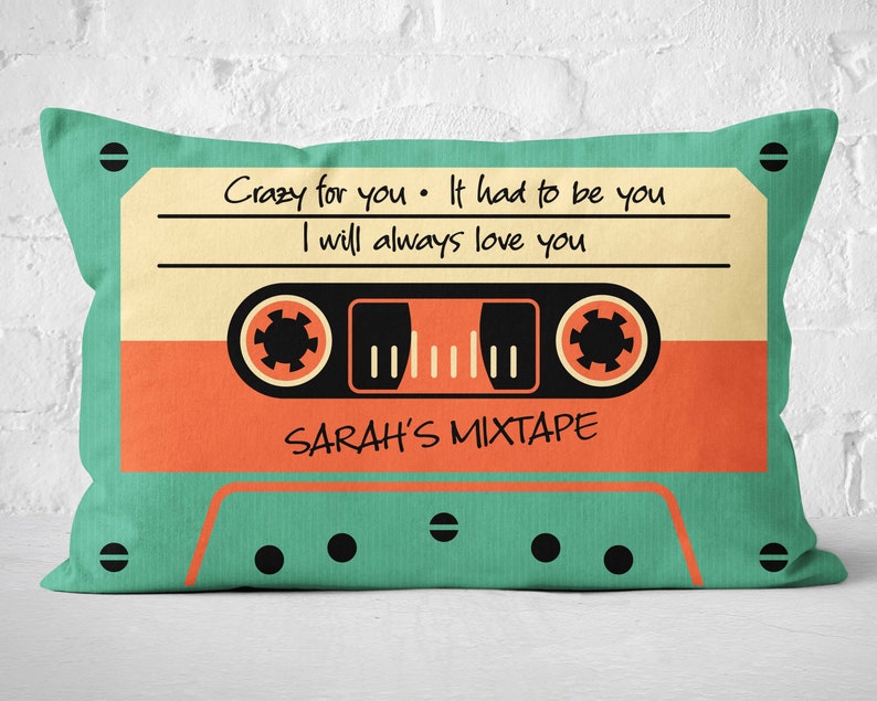 Custom mixtape couples gift - Couple Mixtape pillow - Romantic couple gift - Couple pillows - Insert included - Valentine's gift