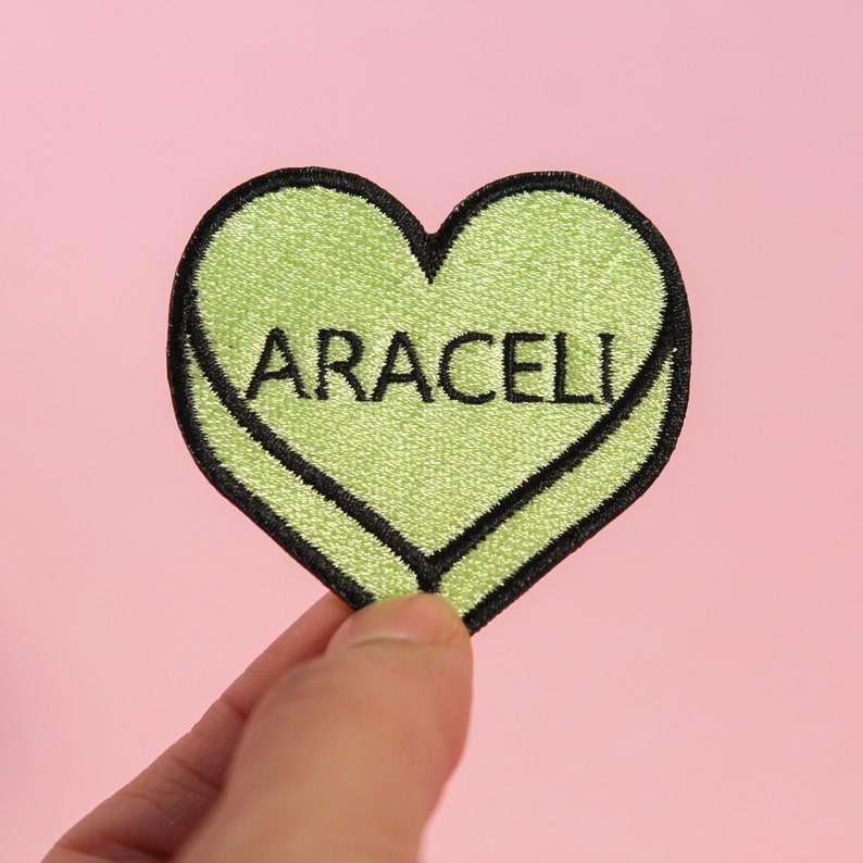 Personalized Name, Word or Date Iron on Patch for Hats, Purses, Backpacks, etc. Candy Heart Sew on Badge. Custom Embroidery. Cute Gift Idea il_794xN.2779147059_4pep.jpg