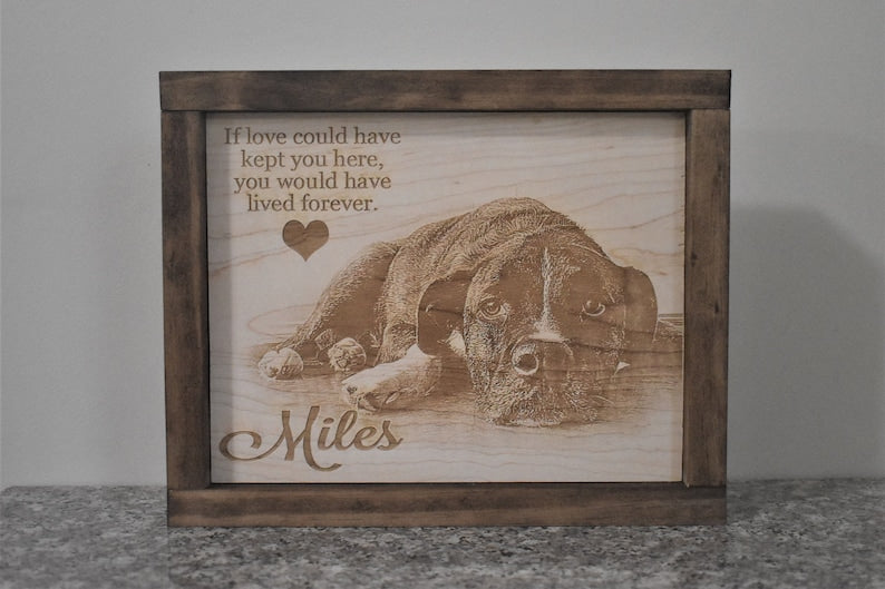 Custom Pet Memorial Plaque: Wood Burned Photo Wood Sign