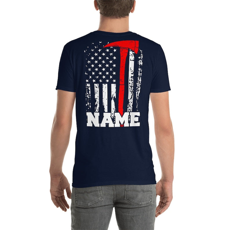 Personalized Firefighter Shirt Customized Dad, Firefighter Gift Fire Axe Firefighter Name TShirt Firefighting Gift For Men Shirt