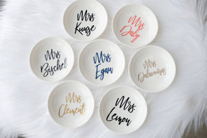 Personalized Mrs Ring Dish | Engagement Ring Dish Personalized Ring Dish Gift for Bride Ring Holder Custom Trinket Dish Engaged Jewelry Dish