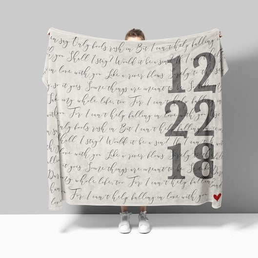 Song Lyric Blanket Wedding Gift Anniversary Gift Personalized Throw Blanket for Couple Anniversary Gift for Wife Second Anniversary Gift