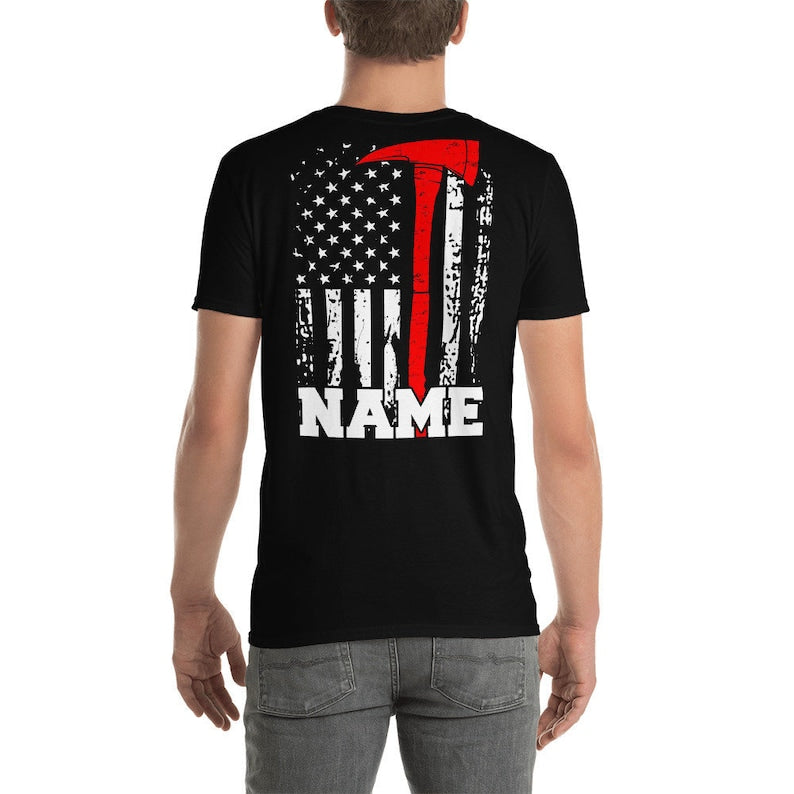 Personalized Firefighter Shirt Customized Dad, Firefighter Gift Fire Axe Firefighter Name TShirt Firefighting Gift For Men Shirt