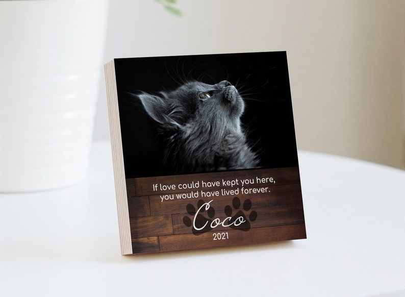 Personalized Cat Memorial Gift - Printed 4 or 6 Photo Block - Cat Memorial Frame - Cat Keepsake - Cat Sympathy Gift For Cat Loss Pet Loss