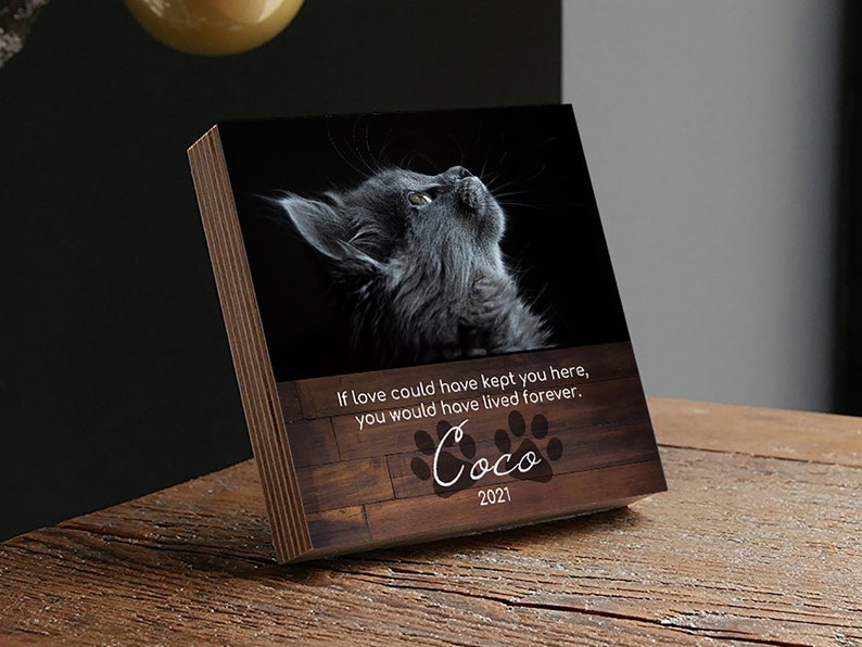 Personalized Cat Memorial Gift - Printed 4 or 6 Photo Block - Cat Memorial Frame - Cat Keepsake - Cat Sympathy Gift For Cat Loss Pet Loss