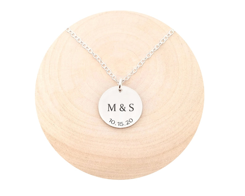 Personalized Anniversary Date Necklace Anniversary Necklace Couple's Initial Necklace Date Necklace Initial Necklace