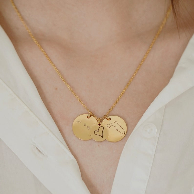 Personalized Jewelry Best Friend Gifts Long Distance Friendship State Necklace Best Gifts Name State Charm Necklace Back to College Gift