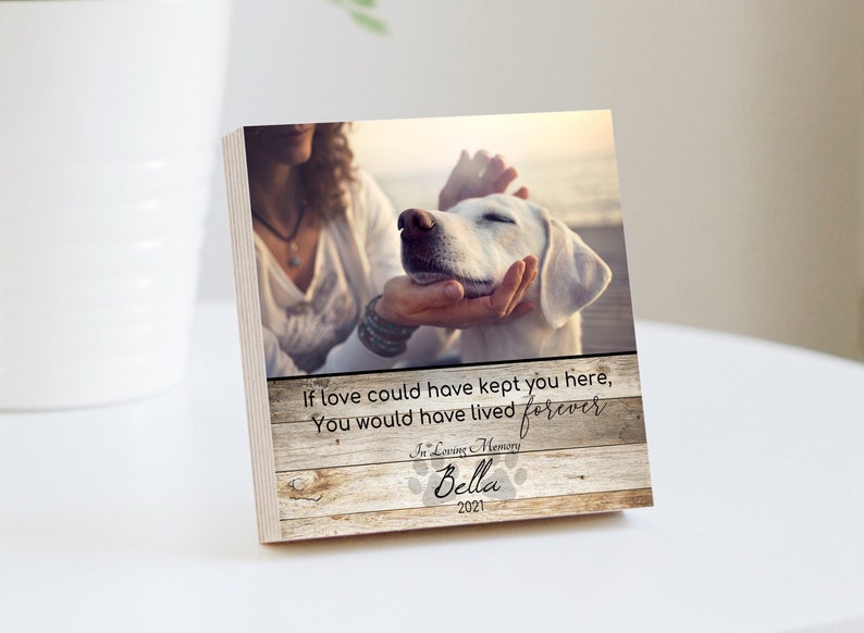 Personalized Pet Memorial Printed 4 or 6 - Wood Photo Block - Dog Loss Gift - Dog Memorial Frame - Pet Loss Gift Dog - Pet Memorial