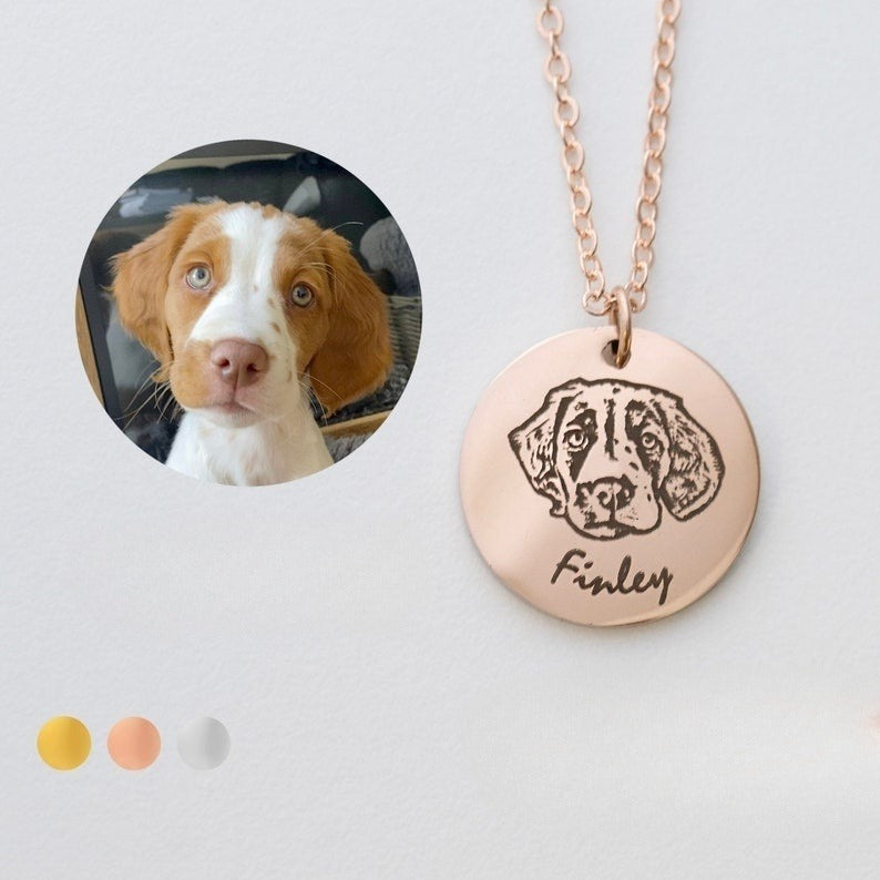Mother's Day Gift Custom Pet Portrait Necklace Personalized Jewelry Gift Women Pet Lover Dog Mom Cat Mom Pet Necklace Pendant Gift for Her