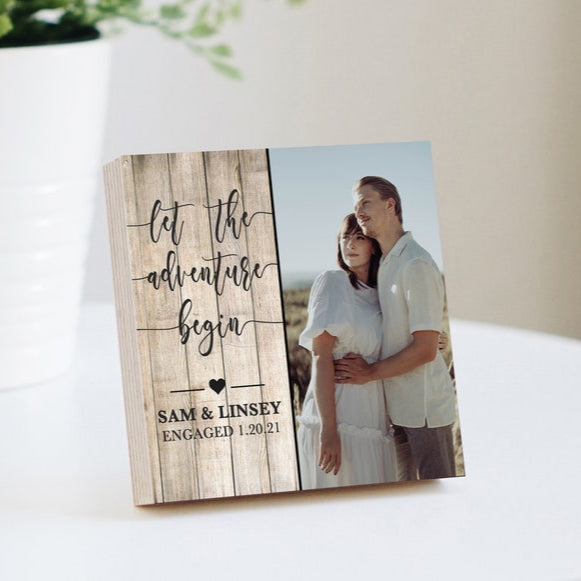 Personalized Engagement Frame Gift - Custom Photo Block - Newly Engaged Gift for Couple - Engagement Gifts