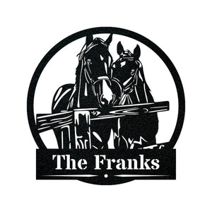 Custom Horses - Fence – Metal Sign Personalized Horse Metal Sign, Farmhouse Wall Art Decor, Custom Farmer Name Metal Hanging Sign, Farm Address Sign, Farmer Gift, Custom Craft