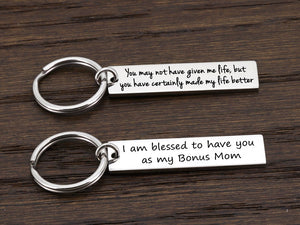 Custom Christmas Gift for Mom, Bonus Mom Keychain, Step Mom Keychain, Personalized Mothers Day Gift, Step Mom Gift, Keychain for Step Mom